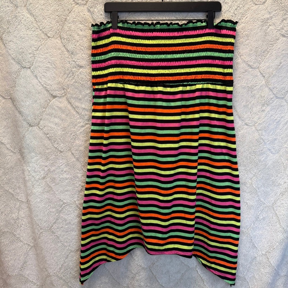 Joe Boxer Y2K Neon‎ Rainbow Stripe Tube Dress XL Mall Goth Scenecore Emo 2000s - Picture 6 of 9